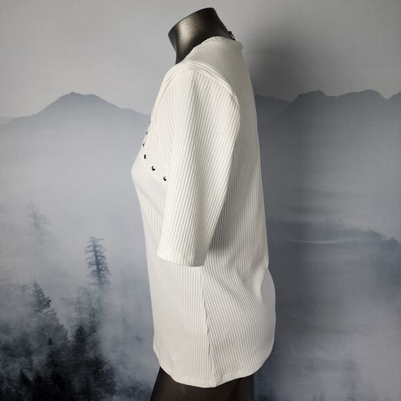 I.N.C. International Concepts Ribbed Studded Cutout Top | Women's Large - Picture 6 of 14